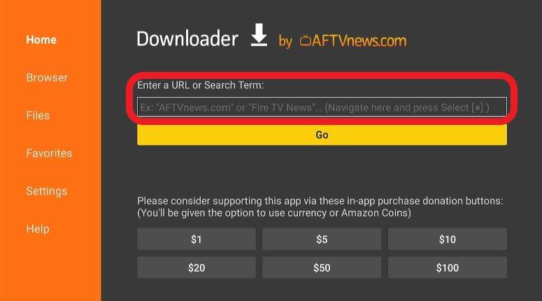 Entering GSE Smart IPTV Downloader code on Amazon Firestick