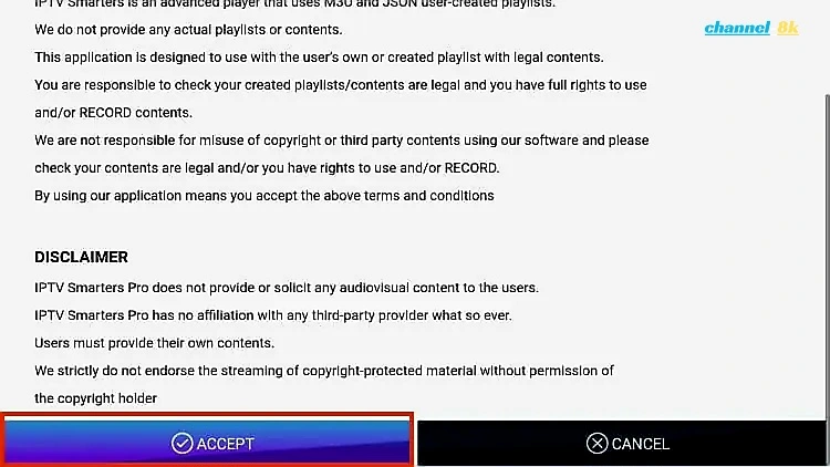 Accepting Smarters Pro Terms